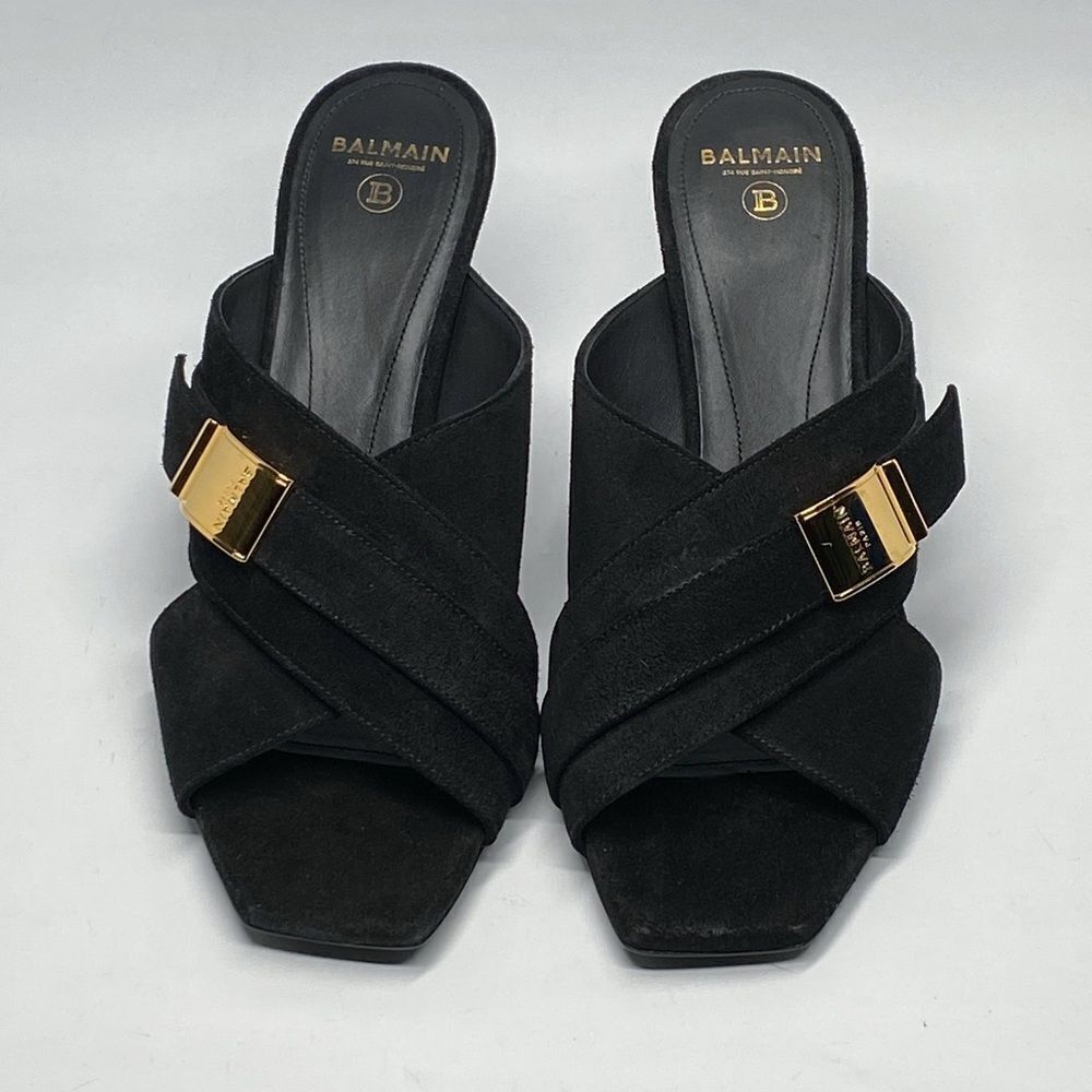 Balmain Uma Mules In Suede Leather size 37.5 - Picture 4 of 15
